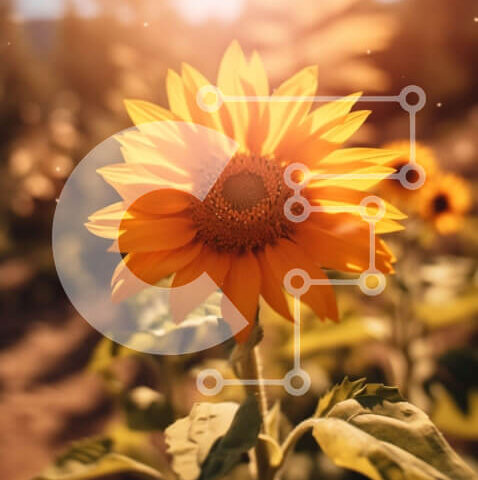 Intra Συλλεκτικό Ξύλινο Παζλ Plywood  4mm - Όμορφη εικόνα ενός ηλίανθου σε ένα χωράφι στο ηλιοβασίλεμα Σε Ξύλινο Κουτί - Διαστάσεις: 10x10 cm – 25 κομμάτια - Image 1