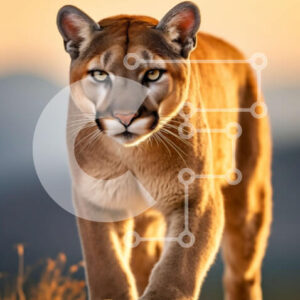 Intra Συλλεκτικό Ξύλινο Παζλ Plywood  4mm - Σαγηνευτική εικόνα ενός ορεινού λιονταριού σε ένα βραχώδες έδαφος Σε Ξύλινο Κουτί - Διαστάσεις: 10x10 cm – 25 κομμάτια