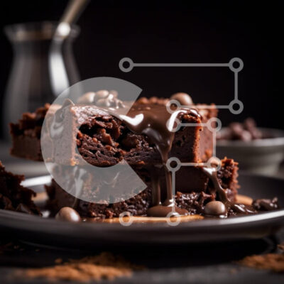 Intra Συλλεκτικό Ξύλινο Παζλ Plywood  4mm - Ακαταμάχητο Brownie σοκολάτας με σάλτσα σοκολάτας που στάζει Σε Ξύλινο Κουτί - Διαστάσεις: 10x10 cm – 25 κομμάτια - Image 1