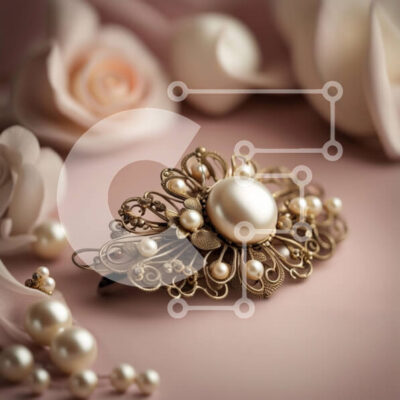 Intra Συλλεκτικό Ξύλινο Παζλ Plywood  4mm - Κομψή vintage μαργαριταρένια καρφίτσα με περίπλοκες λεπτομέρειες φιλιγκράν Σε Ξύλινο Κουτί - Διαστάσεις: 10x10 cm – 25 κομμάτια - Image 1