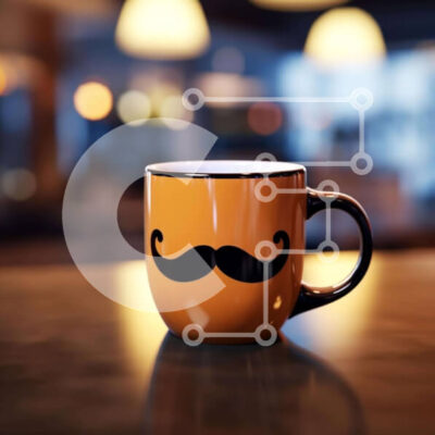 Intra Συλλεκτικό Ξύλινο Παζλ Plywood  4mm - Μουστάκι κούπα καφέ στο τραπέζι με φωτάκια Σε Ξύλινο Κουτί - Διαστάσεις: 10x10 cm – 25 κομμάτια - Image 1