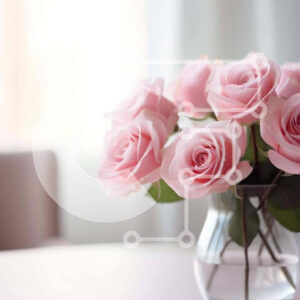 Intra Συλλεκτικό Ξύλινο Παζλ Plywood  4mm - Ροζ τριαντάφυλλα σε ένα διάφανο γυάλινο βάζο σε ένα τραπέζι μπροστά από ένα ανοιχτό παράθυρο Σε Ξύλινο Κουτί - Διαστάσεις: 10x10 cm – 25 κομμάτια