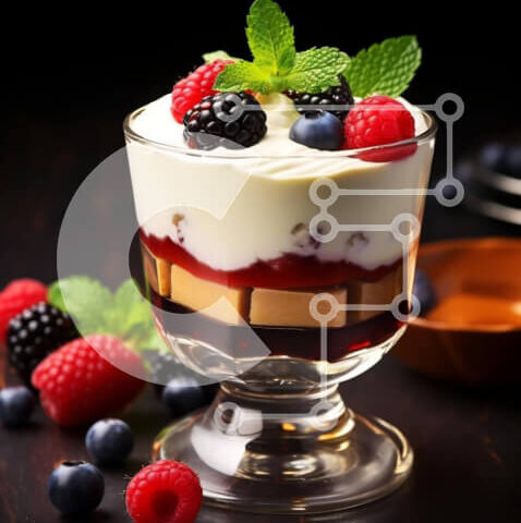 Intra Συλλεκτικό Ξύλινο Παζλ Plywood  4mm - Γυάλινο μπολ γλυκού με μούρα, κρέμα και σαντιγί Σε Ξύλινο Κουτί - Διαστάσεις: 10x10 cm – 25 κομμάτια - Image 1