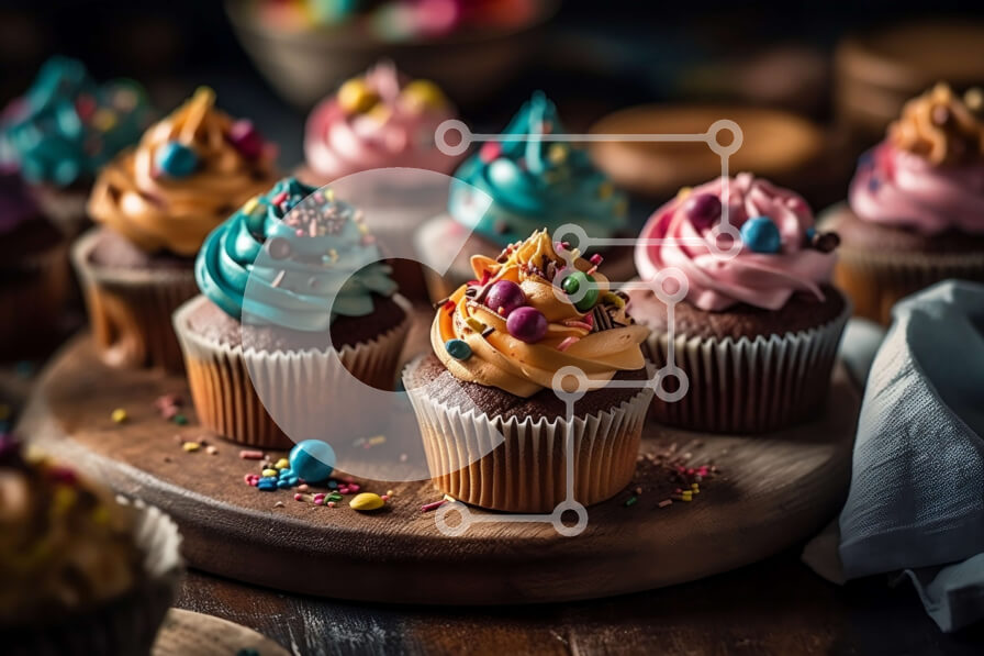 Intra Συλλεκτικό Ξύλινο Παζλ Plywood  4mm - Νόστιμη εικόνα από πολύχρωμα cupcakes με πάγωμα Σε Ξύλινο Κουτί - Διαστάσεις: 10x10 cm – 25 κομμάτια