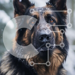 Intra Συλλεκτικό Ξύλινο Παζλ Plywood  4mm - Γερμανικός Ποιμενικός Σκύλος στο Χιόνι Σε Ξύλινο Κουτί - Διαστάσεις: 10x10 cm – 25 κομμάτια