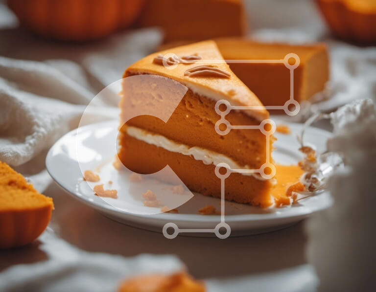 Intra Συλλεκτικό Ξύλινο Παζλ Plywood  4mm - Φέτα κέικ κολοκύθας σε λευκό πιάτο Σε Ξύλινο Κουτί - Διαστάσεις: 10x10 cm – 25 κομμάτια