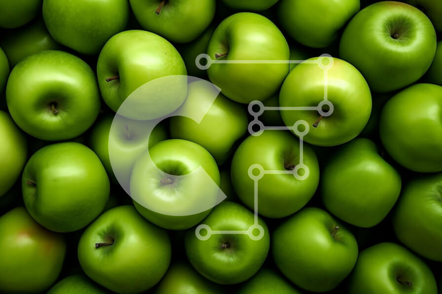 Intra Συλλεκτικό Ξύλινο Παζλ Plywood  4mm - Φρέσκα πράσινα μήλα σε ένα σωρό Σε Ξύλινο Κουτί - Διαστάσεις: 10x10 cm – 25 κομμάτια