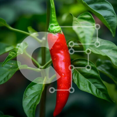 Intra Συλλεκτικό Ξύλινο Παζλ Plywood  4mm - Κόκκινη πιπεριά τσίλι που κρέμεται από ένα φυτό Σε Ξύλινο Κουτί - Διαστάσεις: 10x10 cm – 25 κομμάτια - Image 1