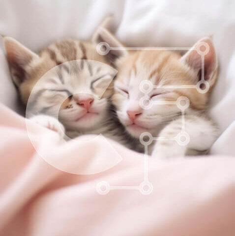 Intra Συλλεκτικό Ξύλινο Παζλ Plywood  4mm - Δύο γατάκια που κοιμούνται μαζί σε μια ροζ κουβέρτα Σε Ξύλινο Κουτί - Διαστάσεις: 10x10 cm – 25 κομμάτια - Image 1