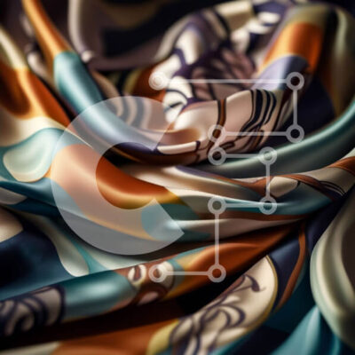 Intra Συλλεκτικό Ξύλινο Παζλ Plywood  4mm - Κοντινή όψη ενός ζωντανού μεταξωτού κασκόλ με περίπλοκο σχέδιο Σε Ξύλινο Κουτί - Διαστάσεις: 10x10 cm – 25 κομμάτια - Image 1