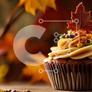 Intra Συλλεκτικό Ξύλινο Παζλ Plywood  4mm - Λαχταριστό Cupcake σοκολάτας με Διακόσμηση από φύλλα σφενδάμου Σε Ξύλινο Κουτί - Διαστάσεις: 10x10 cm – 25 κομμάτια