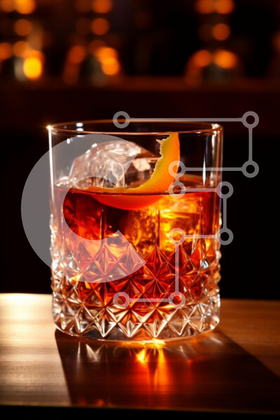 Intra Συλλεκτικό Ξύλινο Παζλ Plywood  4mm - Παλιομοδίτικο κοκτέιλ με πάγο και πορτοκαλί σφήνα Σε Ξύλινο Κουτί - Διαστάσεις: 10x10 cm – 25 κομμάτια