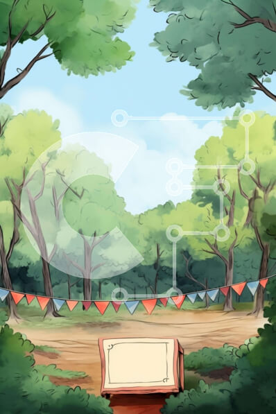 Intra Συλλεκτικό Ξύλινο Παζλ Plywood  4mm - Ειδυλλιακό δάσος με παγκάκι και σημαίες Σε Ξύλινο Κουτί - Διαστάσεις: 10x10 cm – 25 κομμάτια