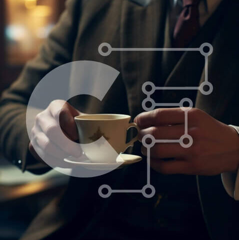 Intra Συλλεκτικό Ξύλινο Παζλ Plywood  4mm - Άτομο που κρατά ένα κομψό φλιτζάνι καφέ Σε Ξύλινο Κουτί - Διαστάσεις: 10x10 cm – 25 κομμάτια - Image 1