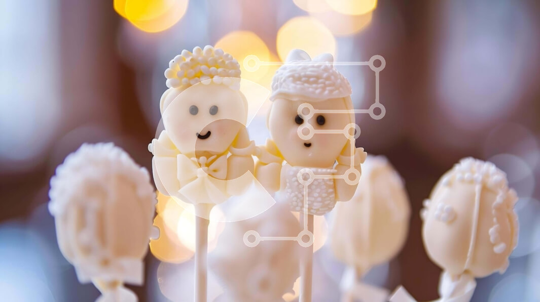 Intra Συλλεκτικό Ξύλινο Παζλ Plywood  4mm - Cake Pops με θέμα γάμου με ειδώλια νύφης και γαμπρού Σε Ξύλινο Κουτί - Διαστάσεις: 10x10 cm – 25 κομμάτια