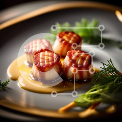 Intra Συλλεκτικό Ξύλινο Παζλ Plywood  4mm - Λαχταριστά χτένια σε ένα πιάτο με καστανή σάλτσα και άνηθο Σε Ξύλινο Κουτί - Διαστάσεις: 10x10 cm – 25 κομμάτια - Image 1