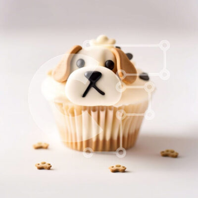 Intra Συλλεκτικό Ξύλινο Παζλ Plywood  4mm - Αξιολάτρευτο Cupcake με σχέδιο προσώπου σκύλου Σε Ξύλινο Κουτί - Διαστάσεις: 10x10 cm – 25 κομμάτια - Image 1