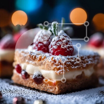 Intra Συλλεκτικό Ξύλινο Παζλ Plywood  4mm - Λαχταριστό επιδόρπιο με σμέουρα, κρέμα και ζάχαρη άχνη Σε Ξύλινο Κουτί - Διαστάσεις: 10x10 cm – 25 κομμάτια - Image 1