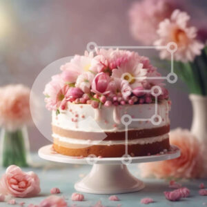 Intra Συλλεκτικό Ξύλινο Παζλ Plywood  4mm - Κομψό ροζ κέικ λουλουδιών σε περίτεχνο βάθρο με κεριά Σε Ξύλινο Κουτί - Διαστάσεις: 10x10 cm – 25 κομμάτια