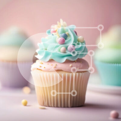 Intra Συλλεκτικό Ξύλινο Παζλ Plywood  4mm - Νόστιμο Cupcake με ροζ πάγωμα και μπλε πασπαλίσματα σε λευκό πιάτο Σε Ξύλινο Κουτί - Διαστάσεις: 10x10 cm – 25 κομμάτια - Image 1