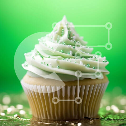 Intra Συλλεκτικό Ξύλινο Παζλ Plywood 4mm - Φρεσκοψημένο cupcake με πράσινο γλάσο και λευκό γλάσο Σε Ξύλινο Κουτί - Διαστάσεις: 10x10 cm – 25 κομμάτια - Image 1