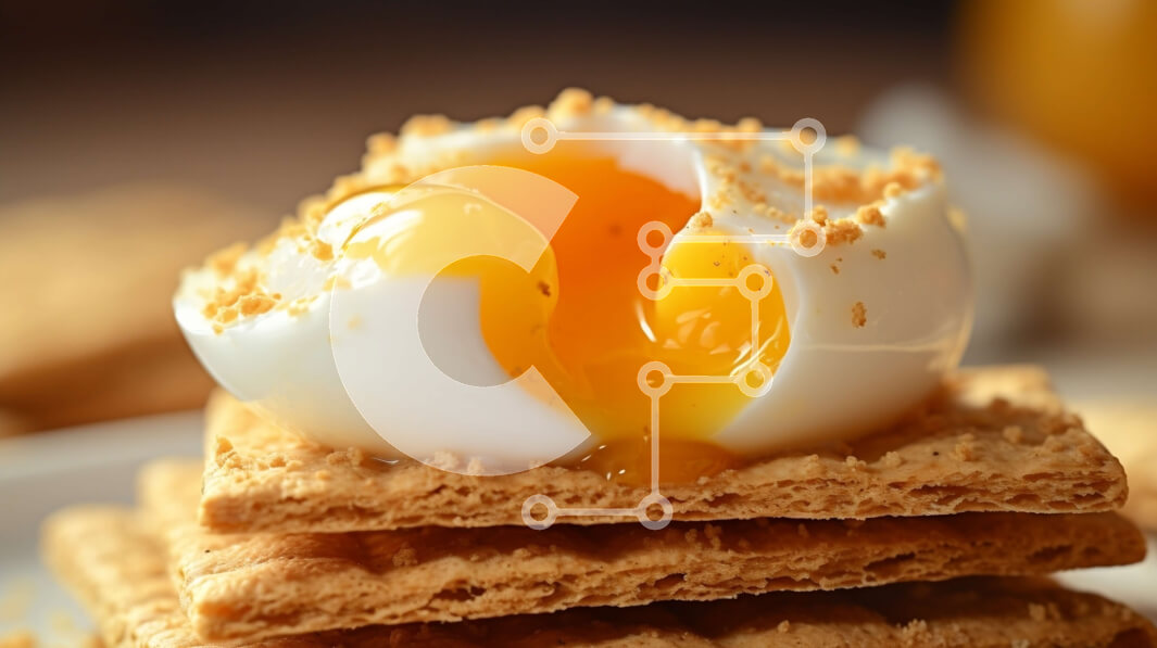 Intra Συλλεκτικό Ξύλινο Παζλ Plywood  4mm - Νόστιμα βραστά αυγά σε φρυγανισμένα κράκερ Σε Ξύλινο Κουτί - Διαστάσεις: 10x10 cm – 25 κομμάτια