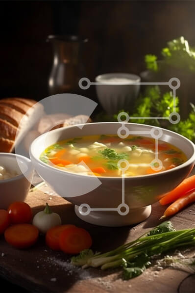 Intra Συλλεκτικό Ξύλινο Παζλ Plywood  4mm - Νόστιμη και υγιεινή σούπα με φρέσκα λαχανικά και ψωμί Σε Ξύλινο Κουτί - Διαστάσεις: 10x10 cm – 25 κομμάτια