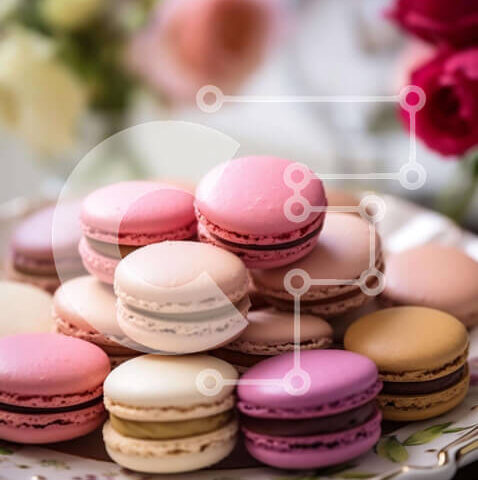 Intra Συλλεκτικό Ξύλινο Παζλ Plywood  4mm - Πιάτο με πολύχρωμα αμυγδαλωτά με τριαντάφυλλα και κρασί Σε Ξύλινο Κουτί - Διαστάσεις: 10x10 cm – 25 κομμάτια - Image 1