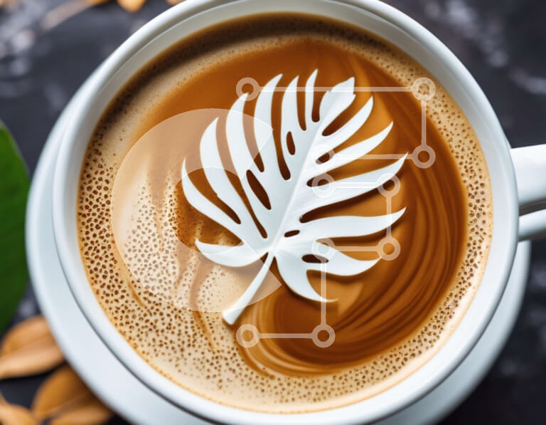 Intra Συλλεκτικό Ξύλινο Παζλ Plywood  4mm - Φλιτζάνι καφέ με περίπλοκο σχέδιο φύλλων Σε Ξύλινο Κουτί - Διαστάσεις: 10x10 cm – 25 κομμάτια