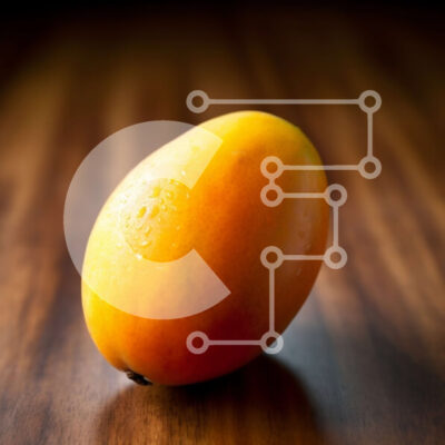 Intra Συλλεκτικό Ξύλινο Παζλ Plywood 4mm - Μια εικόνα ενός ώριμου και λαχταριστού κίτρινου μάνγκο σε ένα ξύλινο τραπέζι Σε Ξύλινο Κουτί - Διαστάσεις: 10x10 cm – 25 κομμάτια - Image 1