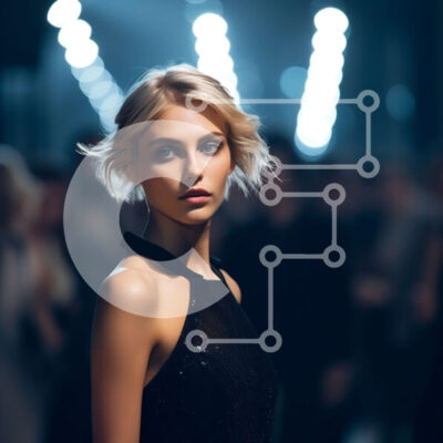 Intra Συλλεκτικό Ξύλινο Παζλ Plywood 4mm - Μοντέρνα ξανθιά γυναίκα που στέκεται περήφανα σε μια επίδειξη μόδας Σε Ξύλινο Κουτί - Διαστάσεις: 10x10 cm – 25 κομμάτια - Image 1