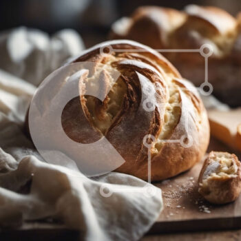 Intra Συλλεκτικό Ξύλινο Παζλ Plywood  4mm - Φρεσκοψημένο ψωμί σε ξύλο κοπής με μαχαίρι Σε Ξύλινο Κουτί - Διαστάσεις: 10x10 cm – 25 κομμάτια - Image 1