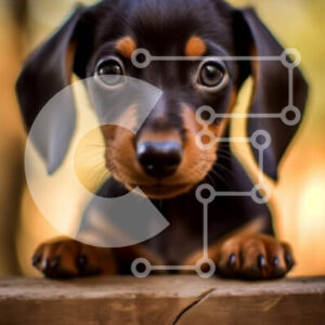 Intra Συλλεκτικό Ξύλινο Παζλ Plywood  4mm - Αξιολάτρευτη εικόνα ενός μαύρου και καστανού σκύλου Dachshund σε έναν ξύλινο φράκτη Σε Ξύλινο Κουτί - Διαστάσεις: 10x10 cm – 25 κομμάτια