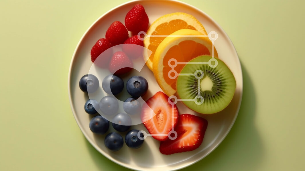 Intra Συλλεκτικό Ξύλινο Παζλ Plywood  4mm - Υγιές και πολύχρωμο πιάτο φρούτων σε φέτες Σε Ξύλινο Κουτί - Διαστάσεις: 10x10 cm – 25 κομμάτια