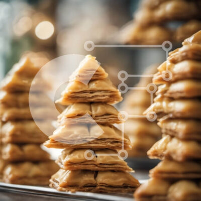 Intra Συλλεκτικό Ξύλινο Παζλ Plywood 4mm - Επιδόρπιο χριστουγεννιάτικου δέντρου μπακλαβά Σε Ξύλινο Κουτί - Διαστάσεις: 10x10 cm – 25 κομμάτια - Image 1