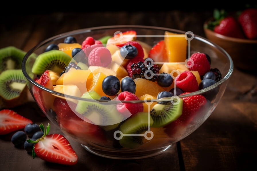 Intra Συλλεκτικό Ξύλινο Παζλ Plywood  4mm - Υγιεινή και νόστιμη φρουτοσαλάτα με ακτινίδιο, φράουλες και βατόμουρα Σε Ξύλινο Κουτί - Διαστάσεις: 10x10 cm – 25 κομμάτια