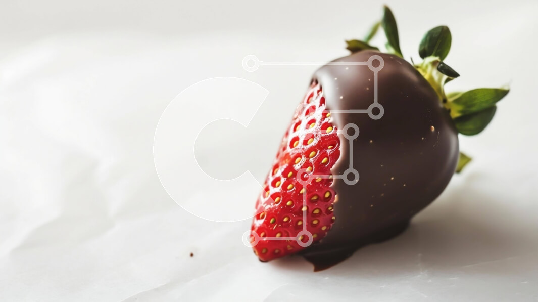 Intra Συλλεκτικό Ξύλινο Παζλ Plywood  4mm - Φράουλα καλυμμένη με σοκολάτα σε Λευκή Βίβλο Σε Ξύλινο Κουτί - Διαστάσεις: 10x10 cm – 25 κομμάτια