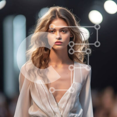 Intra Συλλεκτικό Ξύλινο Παζλ Plywood 4mm - Εκπληκτικό λευκό φόρεμα με ψηλό σκίσιμο στο μοντέλο Runway Σε Ξύλινο Κουτί - Διαστάσεις: 10x10 cm – 25 κομμάτια - Image 1