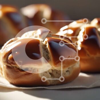 Intra Συλλεκτικό Ξύλινο Παζλ Plywood  4mm - Φρεσκοψημένα ψωμάκια και ποτήρια γάλα σε μια λευκή χαρτοπετσέτα Σε Ξύλινο Κουτί - Διαστάσεις: 10x10 cm – 25 κομμάτια - Image 1