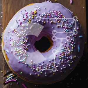 Intra Συλλεκτικό Ξύλινο Παζλ Plywood  4mm - Purple Sprinkle Donut σε ξύλινο τραπέζι Σε Ξύλινο Κουτί - Διαστάσεις: 10x10 cm – 25 κομμάτια