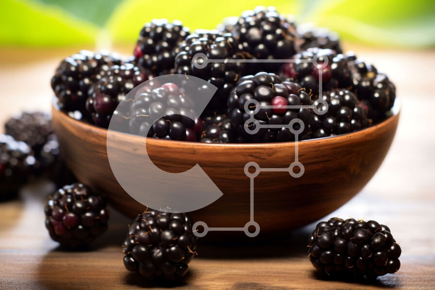 Intra Συλλεκτικό Ξύλινο Παζλ Plywood  4mm - Μπολ με βατόμουρα σε ένα ξύλινο τραπέζι Σε Ξύλινο Κουτί - Διαστάσεις: 10x10 cm – 25 κομμάτια