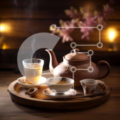 Intra Συλλεκτικό Ξύλινο Παζλ Plywood  4mm - Τσαγιέρα με φλιτζάνια και πιατάκια σε ξύλινο δίσκο Σε Ξύλινο Κουτί - Διαστάσεις: 10x10 cm – 25 κομμάτια - Image 1