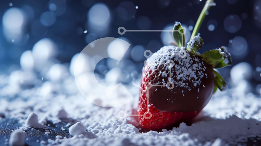 Intra Συλλεκτικό Ξύλινο Παζλ Plywood  4mm - Φράουλα καλυμμένη με ζάχαρη άχνη και νιφάδες χιονιού Σε Ξύλινο Κουτί - Διαστάσεις: 10x10 cm – 25 κομμάτια