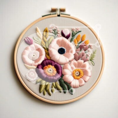 Intra Συλλεκτικό Ξύλινο Παζλ Plywood  4mm - Όμορφο σχέδιο κεντήματος με λουλούδια σε λευκό φόντο Σε Ξύλινο Κουτί - Διαστάσεις: 10x10 cm – 25 κομμάτια - Image 1