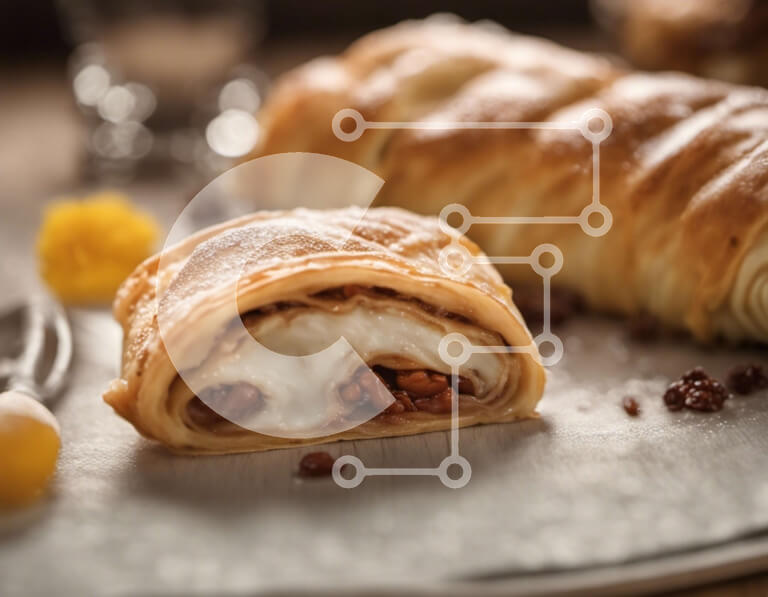 Intra Συλλεκτικό Ξύλινο Παζλ Plywood  4mm - Νόστιμο ρολό μισοφέγγαρου και πιάτο αυγών Σε Ξύλινο Κουτί - Διαστάσεις: 10x10 cm – 25 κομμάτια