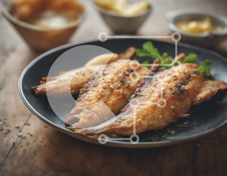 Intra Συλλεκτικό Ξύλινο Παζλ Plywood  4mm - Λαχταριστά τηγανητά φιλέτα ψαριού με λεμόνι και μαϊντανό Σε Ξύλινο Κουτί - Διαστάσεις: 10x10 cm – 25 κομμάτια