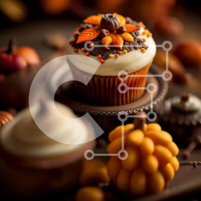 Intra Συλλεκτικό Ξύλινο Παζλ Plywood 4mm - Νόστιμο Cupcake εμπνευσμένο από το φθινόπωρο με κρέμα παγώματος Σε Ξύλινο Κουτί - Διαστάσεις: 10x10 cm – 25 κομμάτια - Image 1