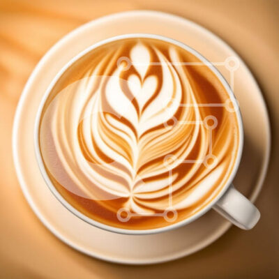 Intra Συλλεκτικό Ξύλινο Παζλ Plywood  4mm - Κομψό λευκό φλιτζάνι καφέ με Leaf Latte Art Design Σε Ξύλινο Κουτί - Διαστάσεις: 10x10 cm – 25 κομμάτια - Image 1