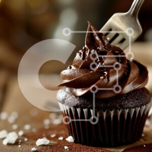 Intra Συλλεκτικό Ξύλινο Παζλ Plywood  4mm - Νόστιμο Cupcake με παγωμένο σοκολάτα με πιρούνι Σε Ξύλινο Κουτί - Διαστάσεις: 10x10 cm – 25 κομμάτια