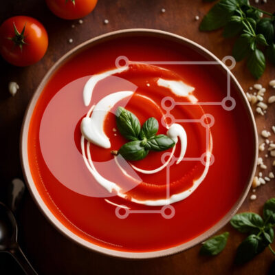 Intra Συλλεκτικό Ξύλινο Παζλ Plywood  4mm - Νόστιμη σούπα ντομάτας με κρεμώδη σάλτσα και φρέσκο ​​βασιλικό Σε Ξύλινο Κουτί - Διαστάσεις: 10x10 cm – 25 κομμάτια - Image 1